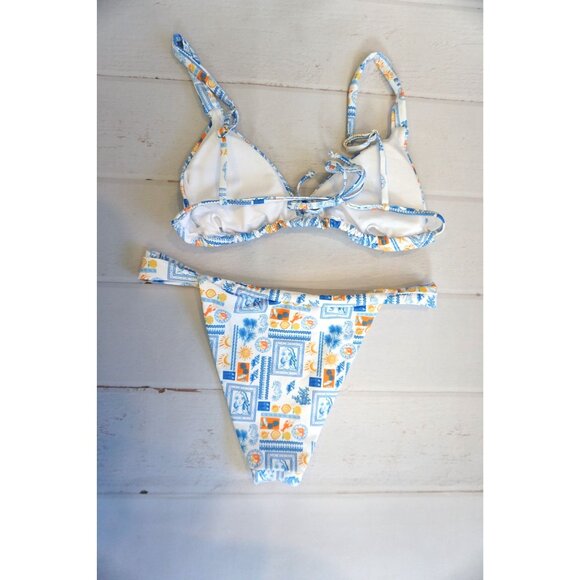 Boho Triangle Swimsuits Thong Cheeky Floral Bikini Set - Size M, NWOT - Picture 4 of 5
